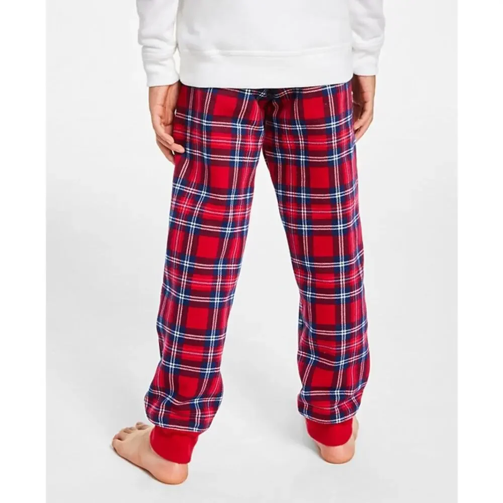 Charter Club Kids Jogger Pants Cardinal Holiday Plaid NWT Boy Girl Size 4-5